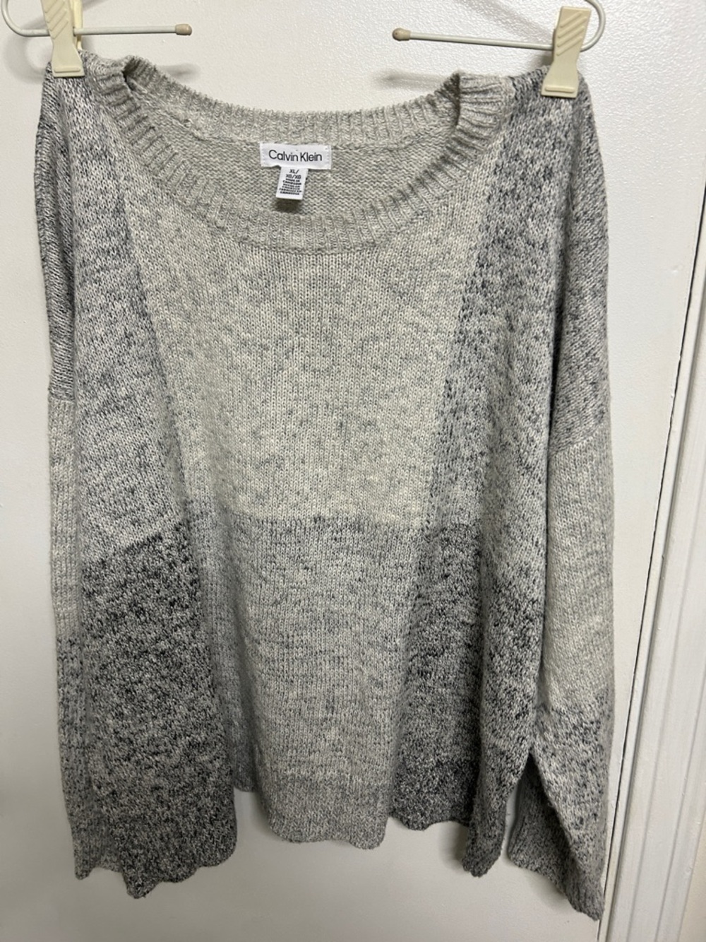 Calvin Klein Gray Heather Colorblock Knit Sweater